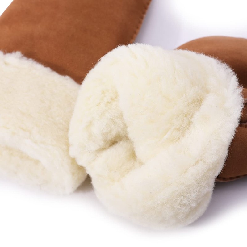 Harssidanzar Mitten Gloves For Mens,Winter Cold Weather Sheepskin Shearling Heated