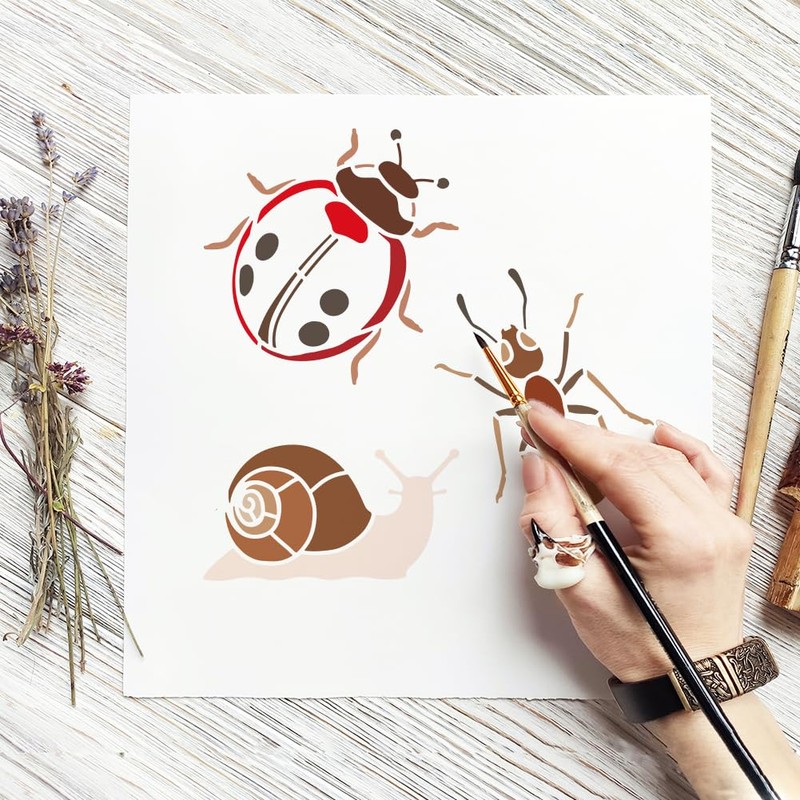 FINGERINSPIRE 20 Pcs Animal Painting Stencil with Brush 15x15cm Butterfly