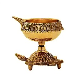 SATVIK 1 Pc Pure Brass Turtle Diya - Traditional Oil Lamp for Diwali Décor | Durable & Elegant Design (Pack of 1)