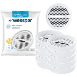 Wessper Wasserfilter Kartuschen Classic Active Disc, Filterpatrone 58 mm x 15 mm, Ncht Gwebte Aktivkohle| Kompatibel mit Brita Classic, Dafi Classic, PearlCo Classic, Anna Monomax – 10er Pack
