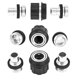 GRÜNTEK Non-Splash Garden Hose Quick Connector Fittings, 3/4" (19mm) Female Thread + 2 Metal Adaptors