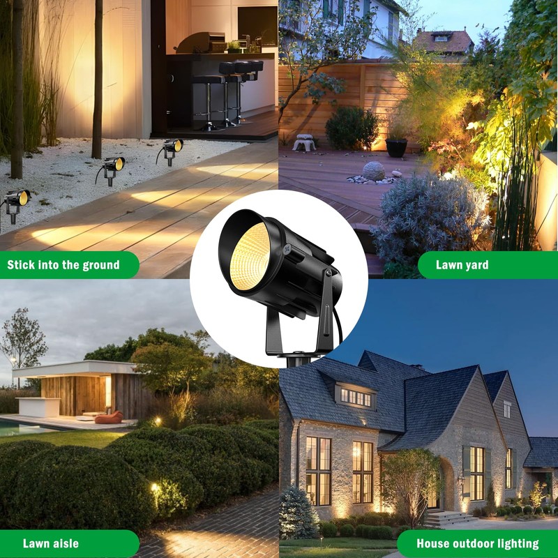 Outdoor Lights 3 Pack Landscape Lighting 10W Waterproof LED Spotlight