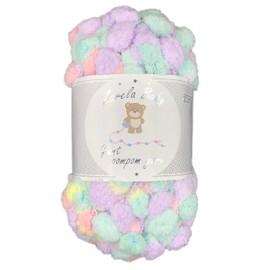 Zarela Baby Giant Pom Pom Yarn Wool (G13 Pink-Lilac-Green-Yellow)