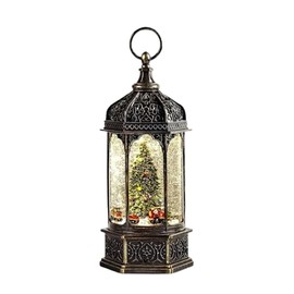 Christmas Snow Globes Lantern, Musical Rotating Flashing Lantern, 13 in, Christmas Tree Scene, Holiday Decor,Xmas Gifts
