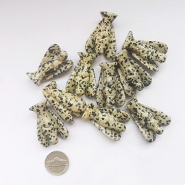 Manekieko Manekieko Natural Speckle Healing Crystal Prayer Guardian Angel Statue,38mm Carving Pocket Palm Stone Figurines Decoration