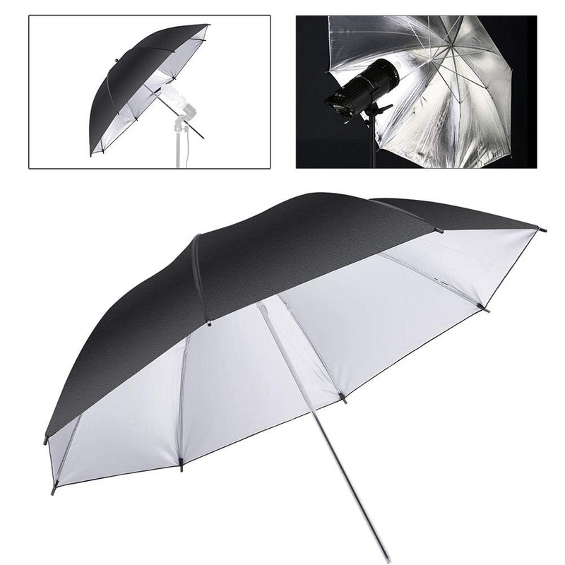 Reflective Umbrella 2 x 43" Photo Studio Black Silver Photography