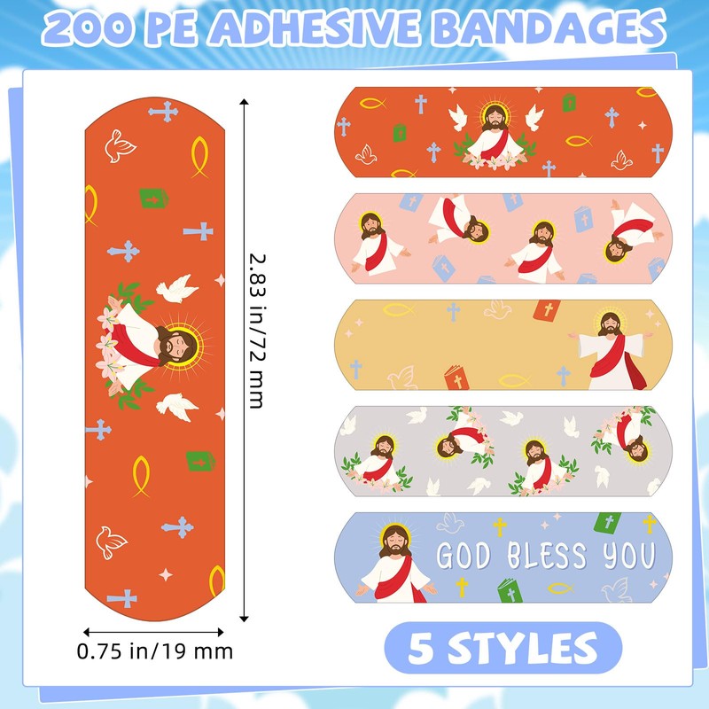 Aurelema 400 Pcs Jesus Bandages Bulk for Boo-Boos Cartoon Adhesive