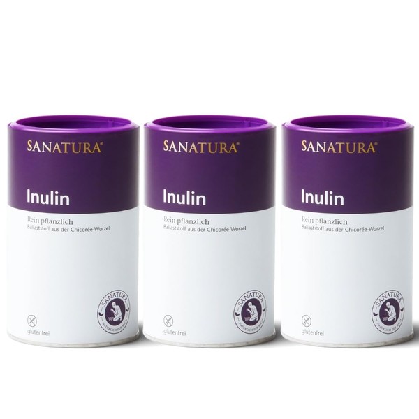 Sanatura Inulin - Inulin Powder 3 x 250 g - Vegan and Gluten Free - Active Fibre from Chicory Root - 750 g
