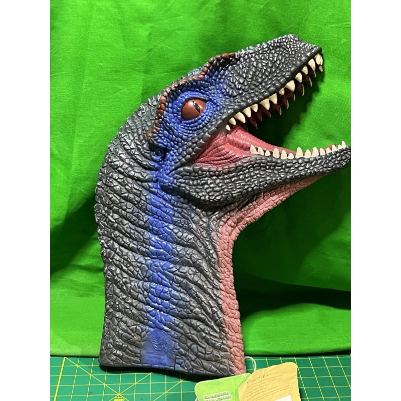 Velociraptor head childrens plastic hand puppet dinosaur