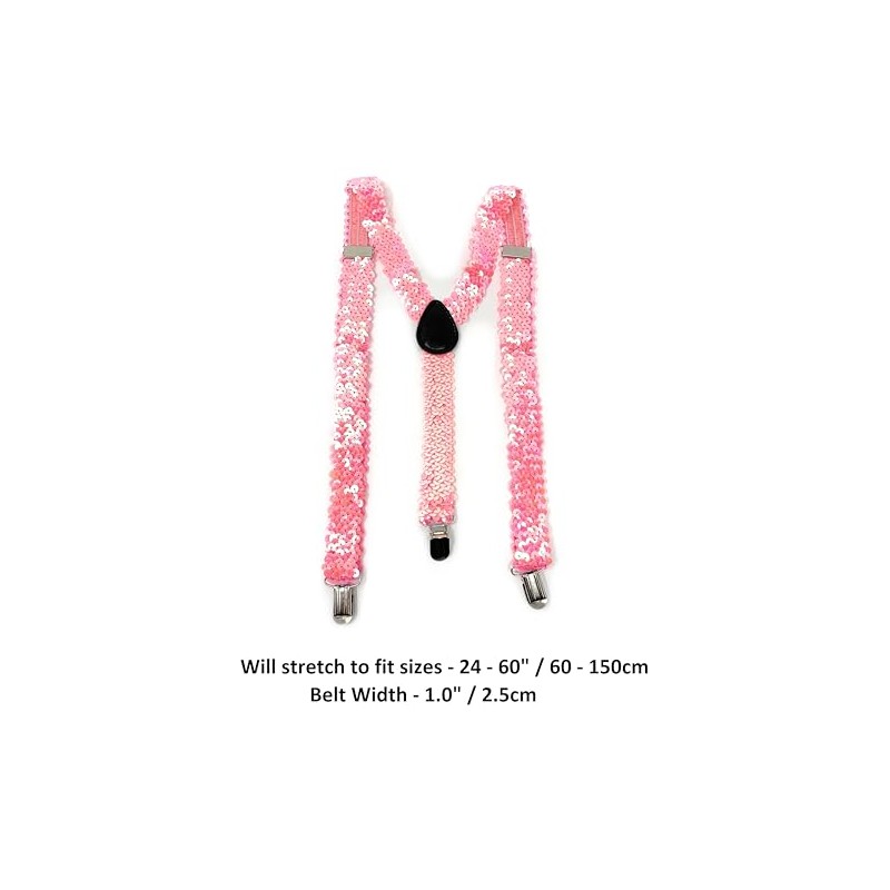 Cadoline Pink Mens Sequin Polyester Fancy Dress Suspenders 100 x