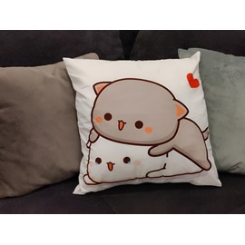 45 x 45 cm Cute Cat Cushion Cover - Peach & Goma Charming Cover for Cosy Comfort - Ideal for Children's Room and Home Decor - Cute Cat Motif - Cushion Cover for Sweetening the Environment