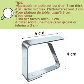 Blooven Tablecloth Clips 8 Pack Stainless Steel Table Cover Clamps Table Cloth Holders (4cm x 8 Pack)
