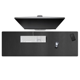 Cacoy 120x40 cm Alfombrilla de ratón Grande para Juegos, Extendida Alfombrilla de escritorio de cuero PU Alfombrilla de escritura para Oficina y Hogar (Negro)