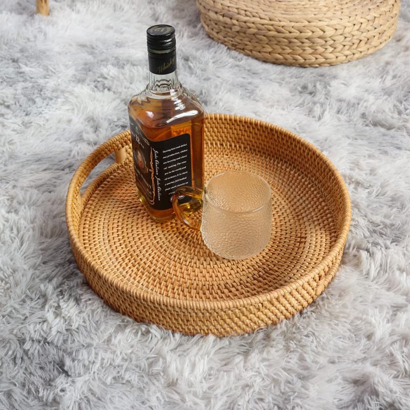 Coffee Table Tray Round Rattan Ottoman Tray Woven Serving Trays