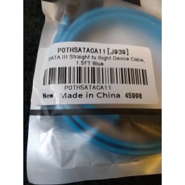 Unbranded 18" SATA 3 III SATA3 Straight to Right Angle HDD Drive Data Cable Blue