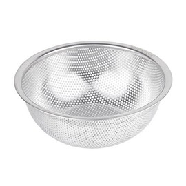 DELISH KITCHEN Pearl Metal Strainer Silver 8.3 inches (21 cm) Stainless Steel Punch Ball with Feet HB-4233
