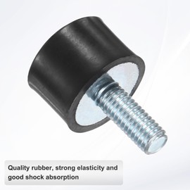 M METERXITY 4-Pack Rubber Mounts D15mmxH10mm Male Vibration Isolators Cylindrical Shock Absorber W M5 x 12mm Studs for Air Compressor/Car/Pump/Boat/Garage Motor/Bobbins Rubber Isolators