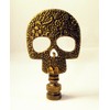 Lamp Finial-Aged Brass D.O.D. Skull on Aged Brass Base