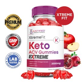 Justified Laboratories Xtreme Fit Keto ACV Gummies Extreme 2000MG XtremeFit Keto Gummies Apple Cider Vinegar Formulated with Pomegranate Beet Juice Powder B12 Vegan Non GMO 60 Gummys