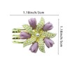3PCS Pearl Mini Small Hair Clips,Retro Purple Flower Sophistication Hair