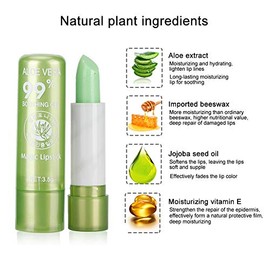 YUYTE Bálsamo para Labios Que Cambia de Color, Brillo de Labios Hidratante y Nutritivo de Aloe Vera, Herramienta de Belleza de Lápiz Labial, Pintalabios Magico