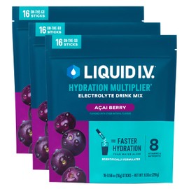 Liquid I.V.® Hydration Multiplier - Acai Berry | Electrolyte Powder Drink Mix | 3 Pack (48 Servings)