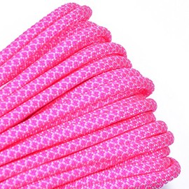 25 Feet Best Durability 550 lb Paracord - White and Neon Pink Diamonds Color - Bored Paracord Brand