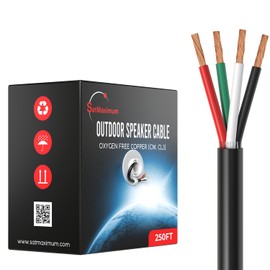 Cables Direct Online 250FT 16AWG Outdoor Speaker Cable Oxygen Free Copper 4-Conductors, Direct Burial, Weather Resistant, UV CL3 CM Rated, OFC Strands Low Voltage LED Wire, Car Audio, Pull Box