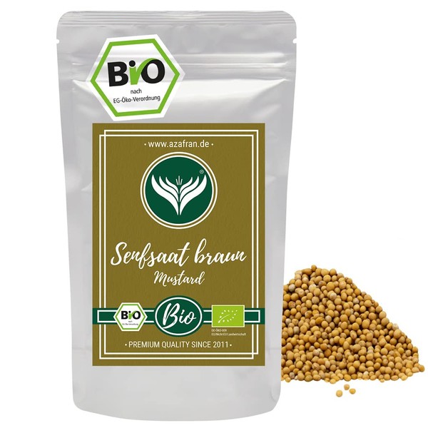Azafran Organic Mustard Seeds Brown | Mustard Seeds Unground for Cooking | Insert Spice | Black Whole - Mustard Seeds | Asian & Indian Cuisine 250 g