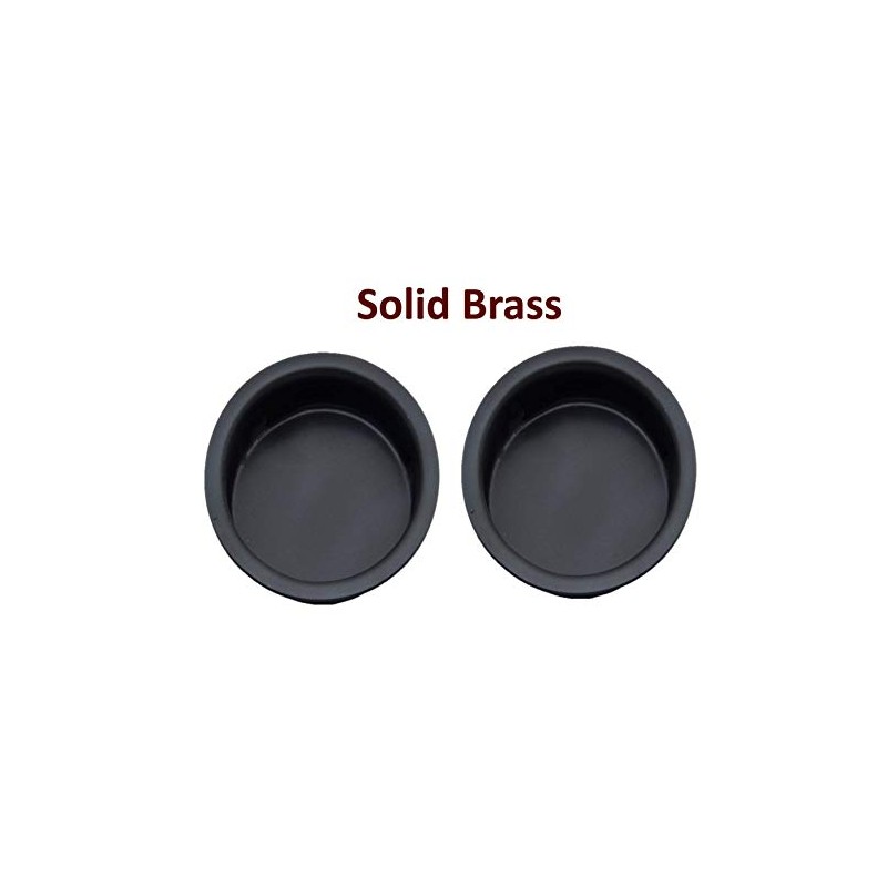 QCAA Solid Brass Finger Pull, 1-3/4", Matte Black, 2 Pack