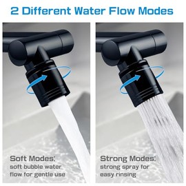 1440° Swivel Faucet Extender with 2 Mode Splash, Retractable Rotating Sink Extension, Universal Swivel Multifunctional Robotic Arm, Sink Water Faucet Aerator Extension for Kitchen Bathroom (Black)