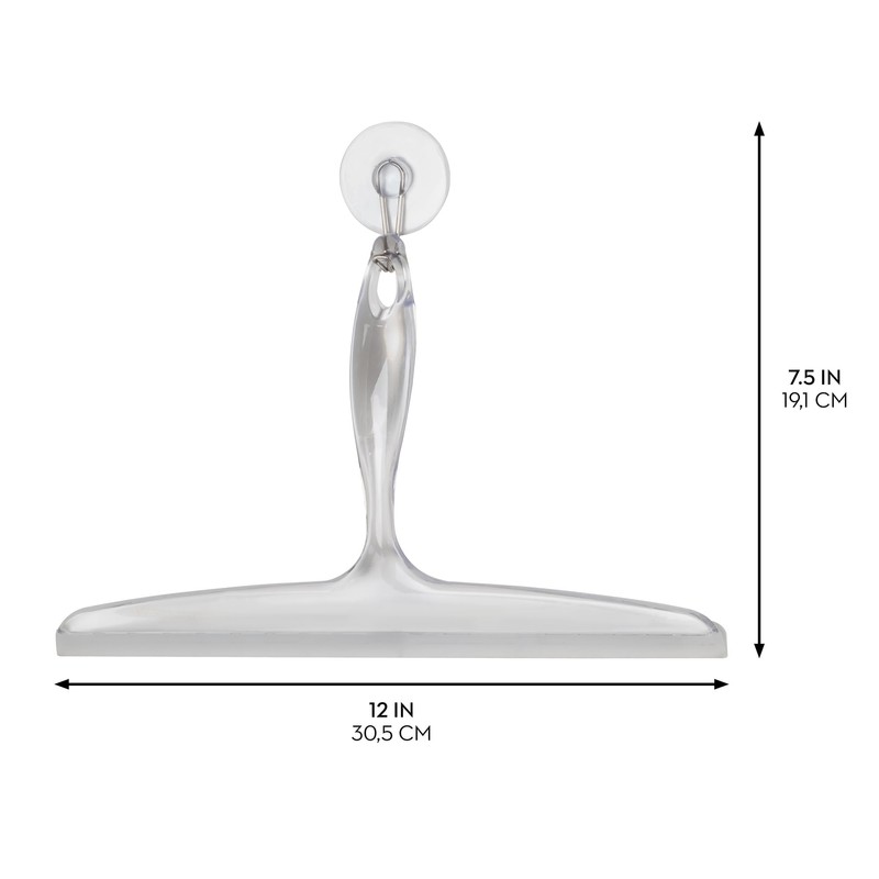 iDesign Plastic Bath Squeegee for Glass with Suction Hook Holder