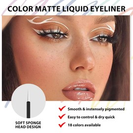 evpct 1Pcs White Liquid Eyeliner Makeup Waterproof White Eye Liners for Women, Eyes Wing Eyeliner Stamps Shapes Colored Eyeliner delineador de ojos a prueba de agua contra el agua blanco para ojos
