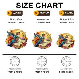 Wooden Puzzles for Adults 175 Pices, Hummingbird on Book 3D Puzzles for Adults, Hummingbird on Book Irregular Jigsaw Puzzles, Flat Puzzels with 3D Visual Effect, Finished Puzzle Size is 11.4 x 9.9in