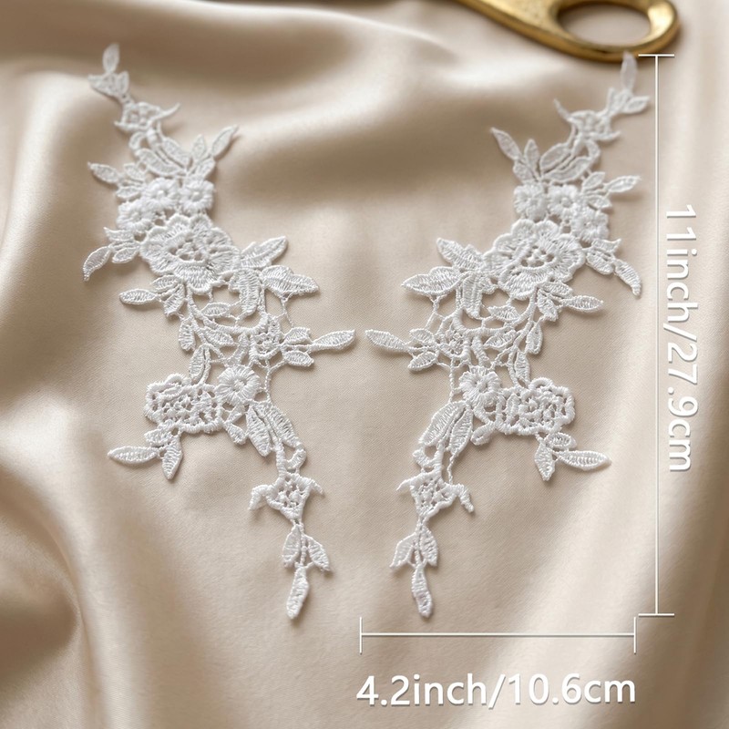 Guipure Lace Applique 4Pcs Sew-On Mirrored Pairs Wedding Gown