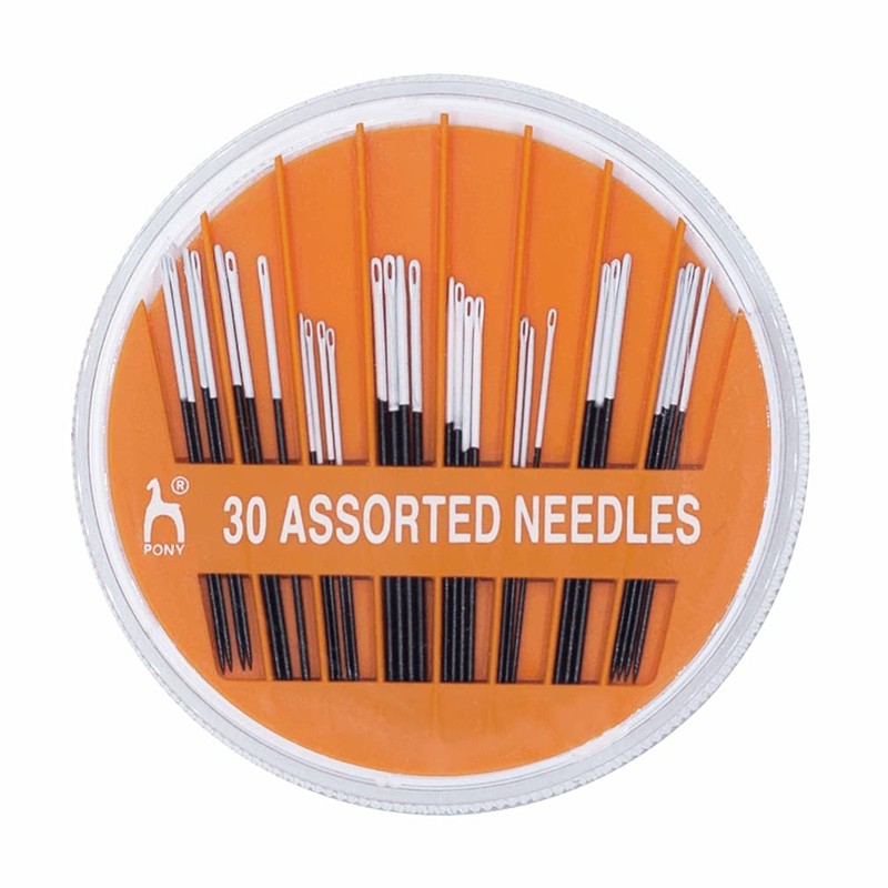 Pony Hand Sewing Needles: Assorted: Black with White Eye: Sharps: