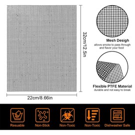 Grill Mat Set, 4 Piece Grill Mat Set, Grid Grill Mat Non-Stick Coating for Grilling Meat, Vegetables, Cooking, Baking, Grilling and Baking (32 x 22 cm)
