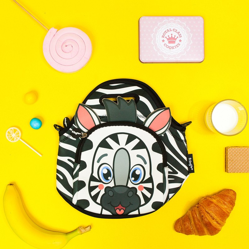 Fringoo® Kids Lunch Bag Neoprene Thermal Insulated Zipped Pocket Shoulder