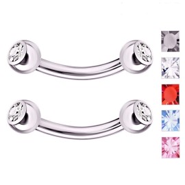 Unbranded 5 pc Lot 14G 3/8" 5MM CZ GEM CURVED BARBELL NAVEL BELLY BUTTON EYEBROW RING STUD - Aqua