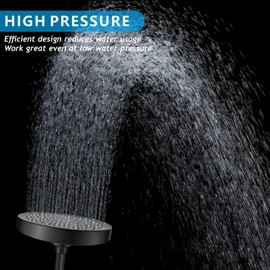 Nuodan High Pressure Rain Shower Head with 11'' Extension Arm - High Flow Rainfall Showerhead - Luxury Modern Look - Pressure Boosting (Round, Matte Black)
