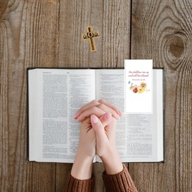 Gold Tone God Bless Mom Cross-Shaped Lapel Pin with Prayer Card, Womens Cross Pins, Religious Mother's Day Gifts for Christian Moms, Grandmas, Aunts, and More, 1 Inch