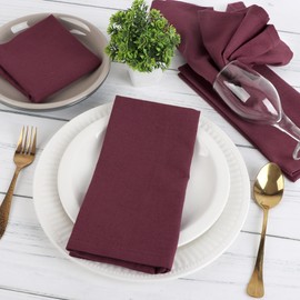 Natural Craft Cloth Napkins Set of 12 Cotton Linen 18x18 Inch - Soft Durable Washable - Ideal for Farmhouse Party Spring Summer Easter - Perfect Everyday Use Table Linen (Wine, Pack of 12)