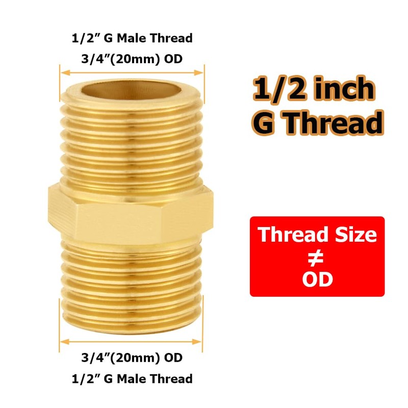 Hooshing Brass Check Valve 1/2" Male to 1/2" Male Thread