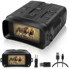 Night Vision Goggles - 4K Night Vision Binoculars with 10X Digital Zoom and 7-Level Infrared, 32GB TF Card can Save Photo and Video, 3'' HD Screen for Camping