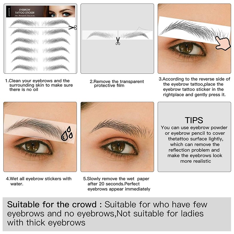 Eyebrow Tattoo 88 Pairs! Newly Improved 4D Tattoo Eyebrow,Popular Black
