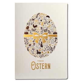 ART NUVO Exclusive Easter Cards – Set of 10 Manufacturing Cards in Light Beige 120 x 170 mm, Gold-Plated and Embossed Easter Motifs Made from Aquarell Jewellery Paper, with Beige Inserts and Envelopes