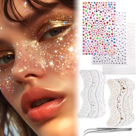 Vodolo Glitter Freckles Face Tattoo,6PCS Festival Rave Accessories for Women,Gold Silver Face Waterproof Sparkles Freckles Half Magic Makeup Jewels Stickers (6PCS)