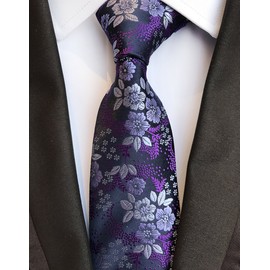 Secdtie Men's Purple Tie Floral Business Woven Neckties Stylish For Every Outfit