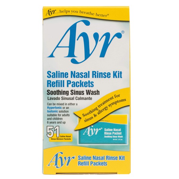 Ayr Saline Nasal Rinse Kit Refill Packets, 51-Count Packets (Pack of 3)
