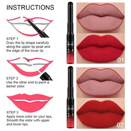 6Pcs Dark Red Matte Lip Liner Pencil and Liquid Lipstick Makeup Set for Women labiales mate 24 horas originales matte larga duracion long lasting 24 DNM Permanent Lipstick 24 Hour with Lip Liner Stain